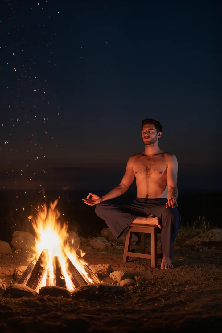 a man is practising ardha siddhasana yoga posture